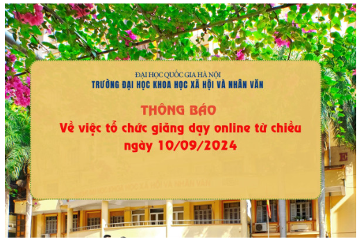 Thông báo về việc tổ chức giảng dạy online từ chiều ngày 10/09/2024